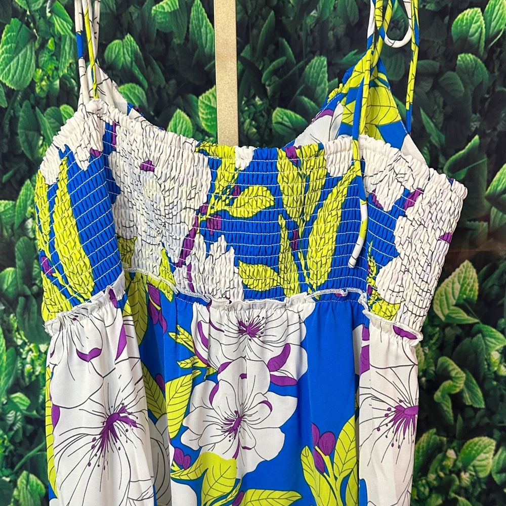 Floral Blue Tiered Maxi Dress - Picture 6 of 8